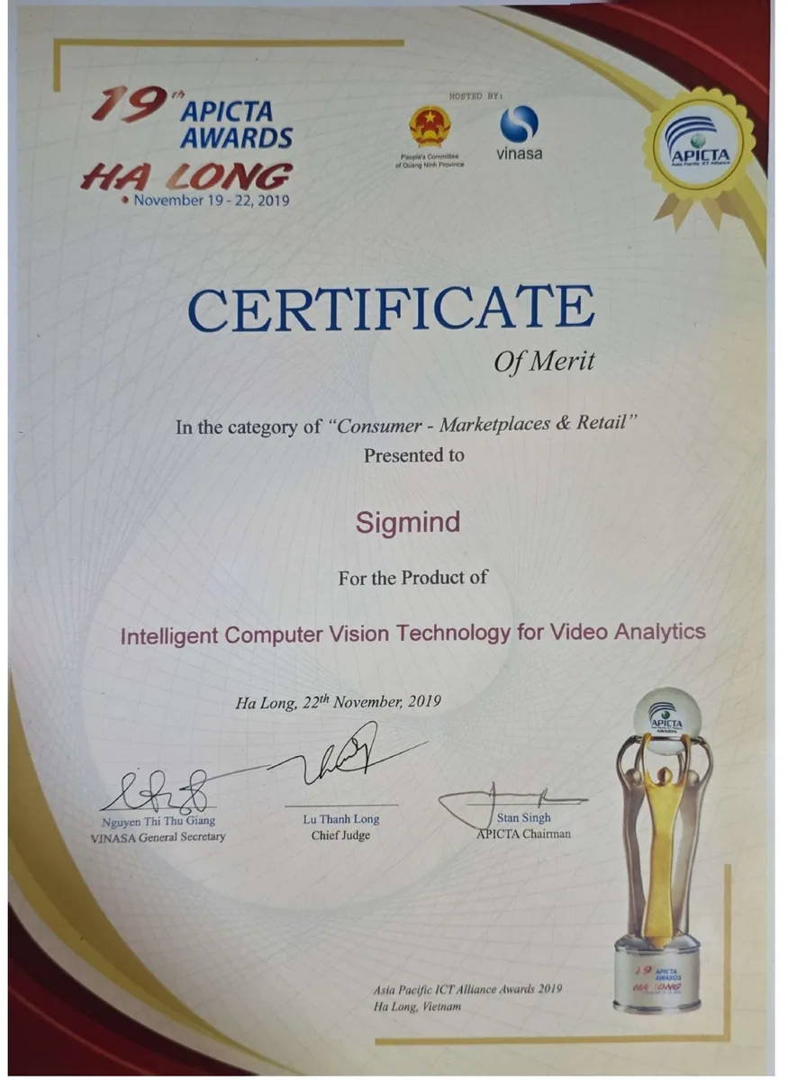 APICTA Awards — International Merit Trophy - Official Merit Certificate