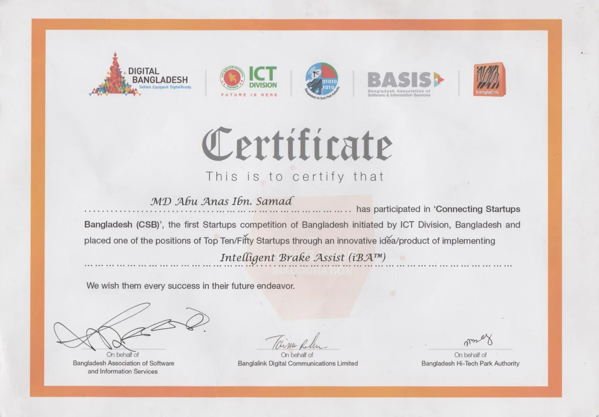 Connecting Startups Bangladesh — Top 25 Emerging Startups - Top 25 Certificate