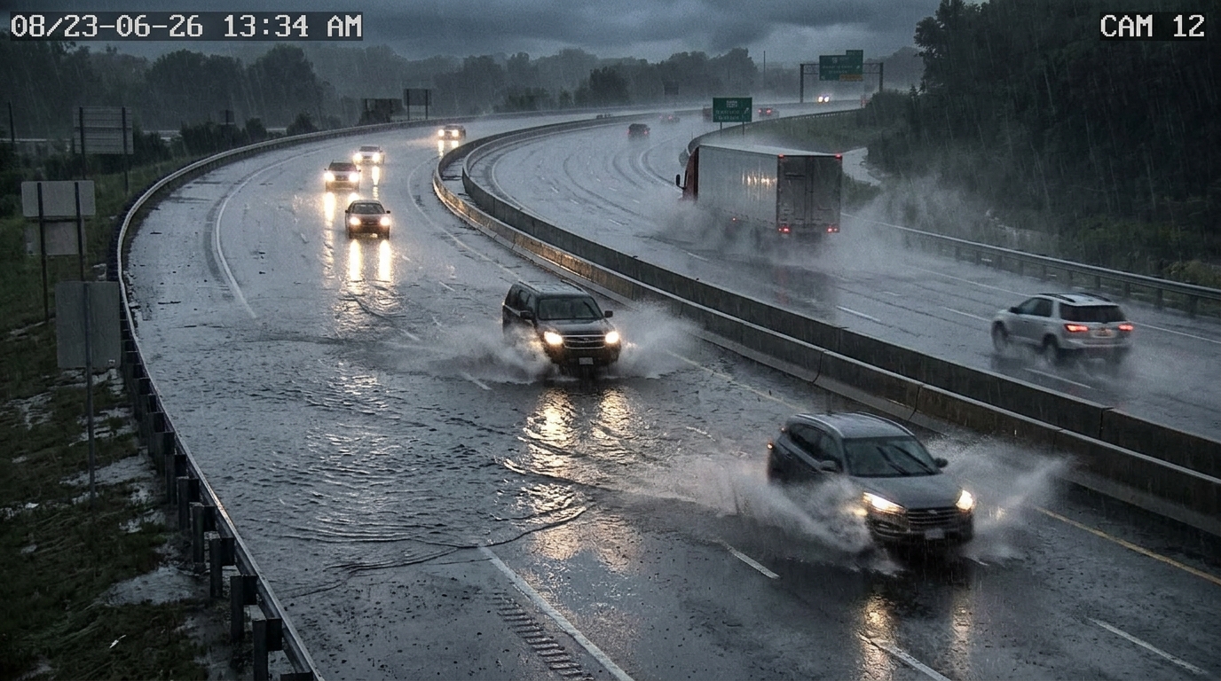Slippery Waterlogged Road